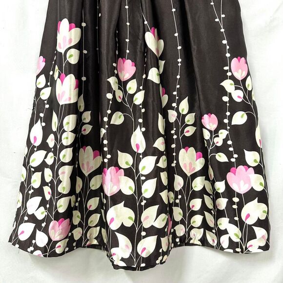 DRESSBARN Y2K Brown Multi Floral Sleeveless Tie Back Mini Dress Womens 4 Fairy - Picture 3 of 5